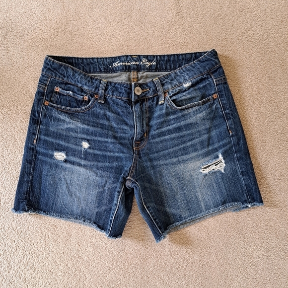 American Eagle Denim Shorts Women's Size 8 Blue Distressed Jean Shorts - Picture 12 of 12